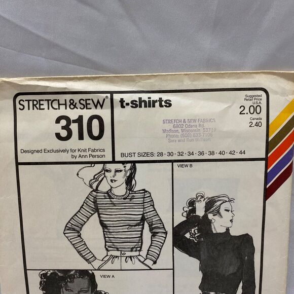 1979 Stretch and Sew T-Shirts Design Patterns by Ann Person - Picture 3 of 9